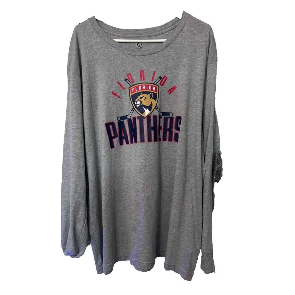NHL Florida Panthers Shirt Men 3XL Gray Hockey Long Sleeves New